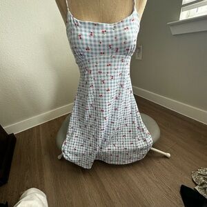 Altar'd State Light Blue Gingham Cherry Summer Dress